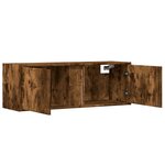 vidaXL Meuble TV mural avec lumières LED chêne fumé 100x31x35 cm