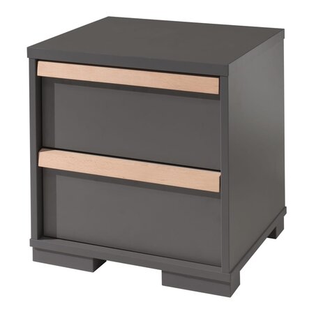 Vipack Table de chevet 2 tiroirs London Bois Anthracite