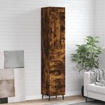 vidaXL Buffet haut Chêne fumé 34 5x34x180 cm Bois d'ingénierie