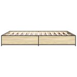 vidaXL Cadre de lit chêne sonoma 135x190 cm bois d'ingénierie et métal