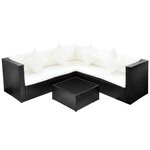 vidaXL Salon de jardin 4 Pièces avec coussins Résine tressée Noir