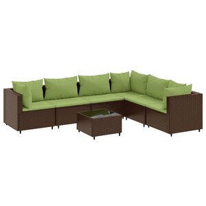 vidaXL Salon de jardin avec coussins 7 Pièces marron résine tressée