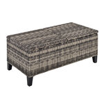 Table basse de jardin style cosy chic - table basse relevable - métal époxy résine tressée imitation rotin gris