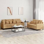 vidaXL Ensemble de canapés 2 Pièces avec coussins Marron Velours