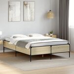 vidaXL Cadre de lit chêne sonoma 150x200 cm bois d'ingénierie et métal