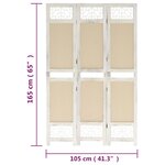 vidaXL Cloison de séparation 3 panneaux Crème 105x165 cm Tissu