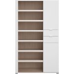 Armoire à chaussures SHoeS - chêne et Steam noir - 2 portes + 1 tiroir - 110 x 186 x 33 cm - 20 paires