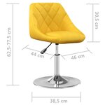 Vidaxl chaises à dîner pivotantes 2 pcs jaune moutarde velours