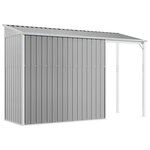 vidaXL Abri de jardin avec toit prolongé gris clair 277x110 5x181 cm