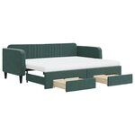 vidaXL Lit de jour avec gigogne et tiroirs vert foncé 90x200cm velours