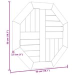 vidaXL Dessus de table 50x50x2 5 cm octogonal bois de teck massif