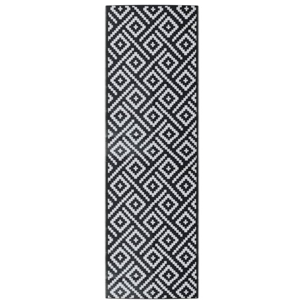 vidaXL Tapis d'extérieur blanc et noir 80x250 cm PP