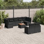 vidaXL Salon de jardin 10 Pièces avec coussins noir résine tressée