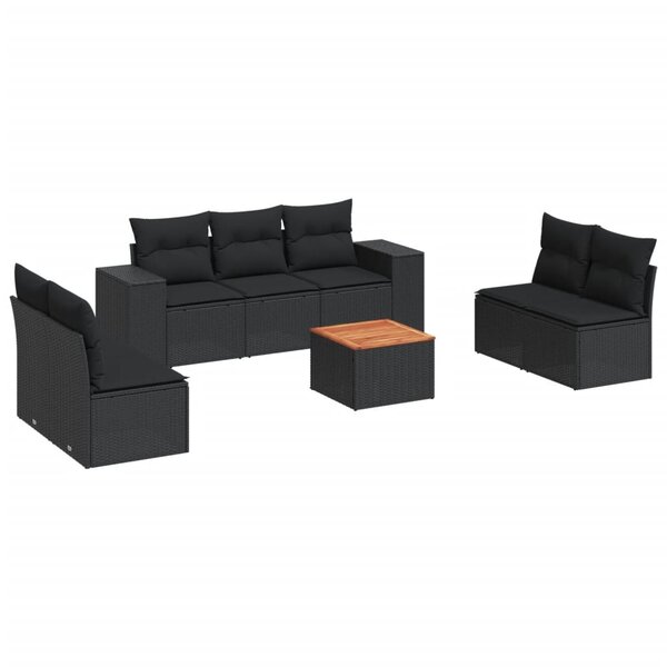 vidaXL Salon de jardin 8 Pièces avec coussins noir résine tressée