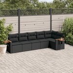 vidaXL Salon de jardin 6 Pièces avec coussins noir résine tressée