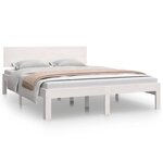 vidaXL Cadre de lit Blanc Bois massif 150x200 cm Très grand