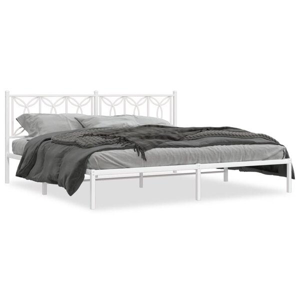 vidaXL Cadre de lit métal avec tête de lit blanc 200x200 cm