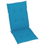 vidaXL Chaises de jardin lot de 4 avec coussins bleu Bois teck solide