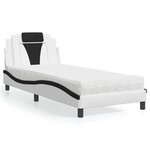 vidaXL Lit avec matelas blanc et noir 90x200 cm similicuir