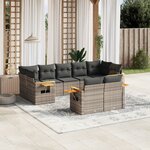 vidaXL Salon de jardin 9 Pièces avec coussins gris résine tressée