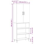 vidaXL Buffet haut Noir 69 5x34x180 cm Bois d'ingénierie