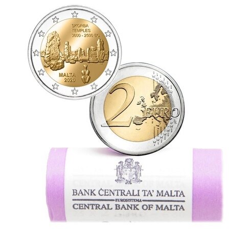 Rouleau de 25 pièces de monnaie de 2 euro commémorative Malte 2020 – Skorba