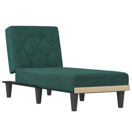 vidaXL Chaise longue vert foncé velours