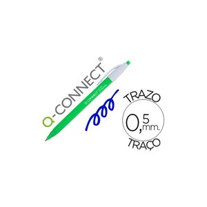Stylo-bille biodegradable vert écriture 0.5mm encre classique rétractable couleur bleu x12 Q-CONNECT
