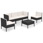 vidaXL Salon de jardin 6 Pièces avec coussins résine tressée noir