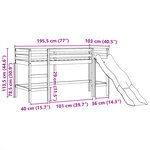 vidaXL Lit mezzanine enfants avec tour blanc/noir 90x190 cm pin massif