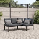 vidaXL Salon de jardin 2 Pièces avec coussins noir aluminium