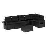 vidaXL Salon de jardin 7 Pièces avec coussins noir résine tressée