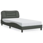 vidaXL Cadre de lit avec tête de lit Gris foncé 100x200 cm Tissu