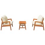 Ensemble de bistrot 3 pièces avec coussins en bois d'acacia