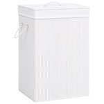 vidaXL Panier à linge avec une seule section bambou blanc