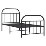 vidaXL Cadre de lit métal avec tête de lit/pied de lit noir 90x200 cm