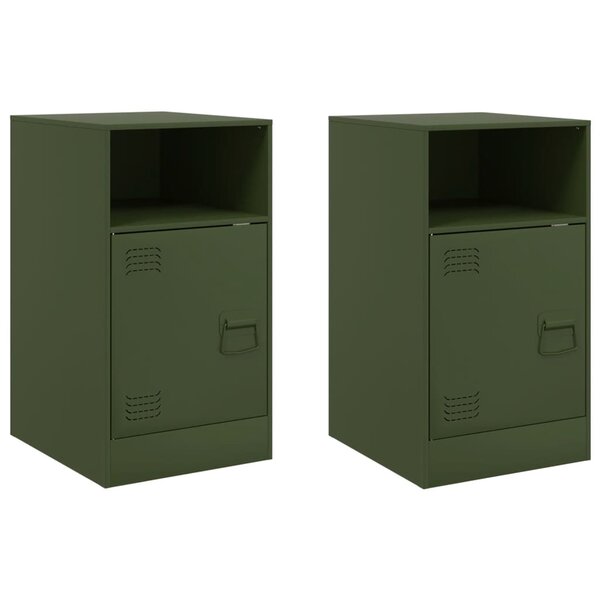 vidaXL Tables de chevet 2 Pièces vert olive 34 5x39x62 cm acier