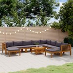 vidaXL Salon de jardin 11 Pièces avec coussin Bois d'acacia solide
