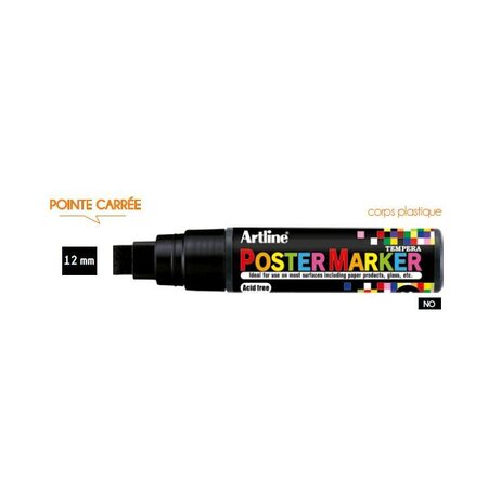 Marqueur 'PosterMarker Tempera' 'EPP12' pointe carrée 12 mm noir ARTLINE