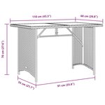 vidaXL Table de jardin avec dessus en bois noir 110x68x70 cm rotin