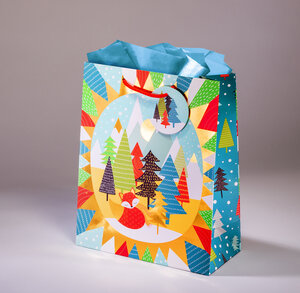 Sac cadeau forêt blanche gml 26 x h 32,5 renard