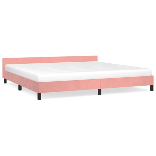 vidaXL Cadre de lit avec tête de lit Rose 200x200 cm Velours