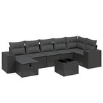 vidaXL Salon de jardin 8 Pièces avec coussins noir résine tressée