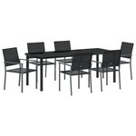 vidaXL Ensemble de salle à manger de jardin 7 pièces en polyrotin noir