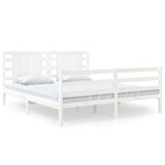 vidaXL Cadre de lit Blanc Bois de pin massif 135x190 cm Double