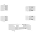 vidaXL Meuble TV muraux 5 Pièces avec lumières LED blanc