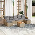 vidaXL Salon de jardin avec coussins 8 Pièces beige résine tressée