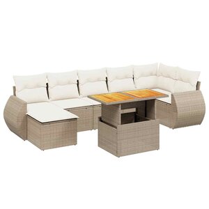 vidaXL Salon de jardin avec coussins 8 Pièces beige résine tressée