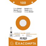 Paquet 100 fiches Bristol Quadrillé 5x5 Perforé 125x200mm Couleurs assorties x 12 EXACOMPTA