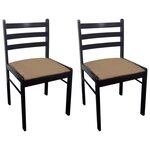 vidaXL Chaises à manger lot de 2 marron hévéa solide et velours